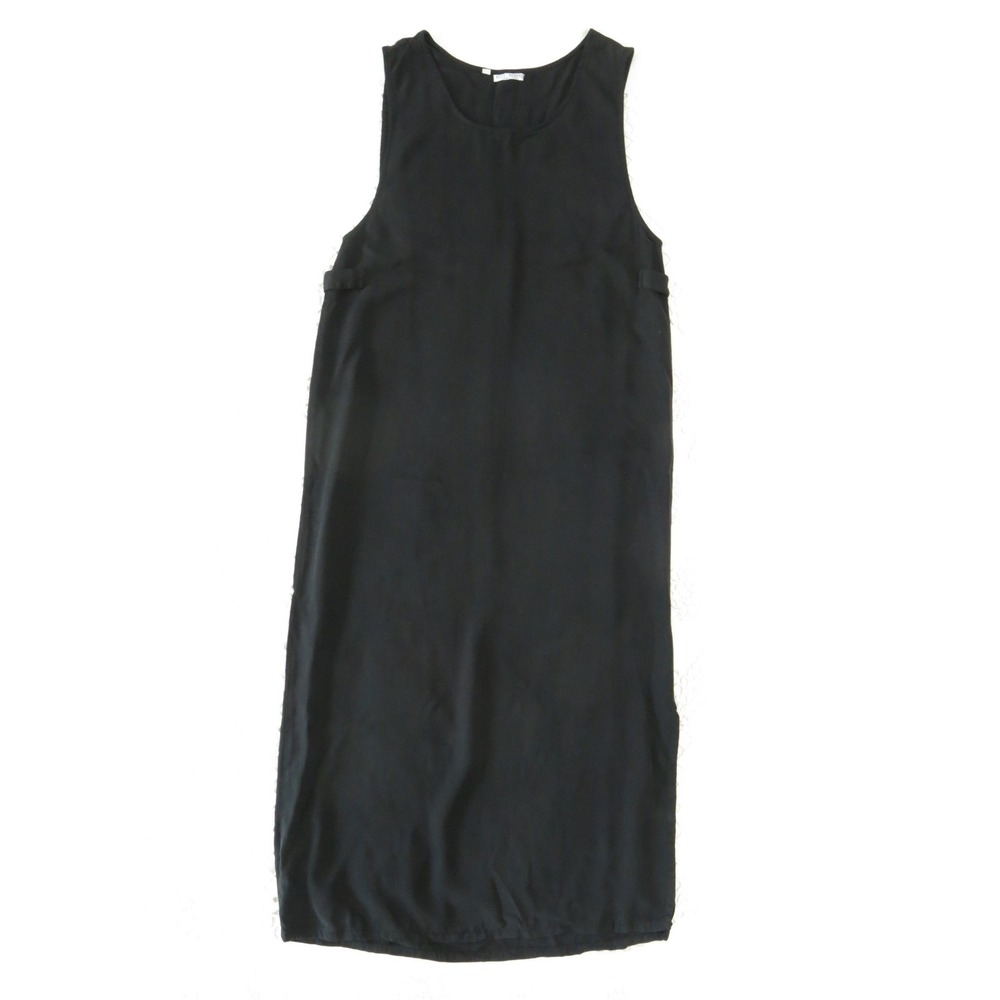 Russ Berens Malibu Large Black Tencel Sleeveless Shift Maxi Dress Pinafore